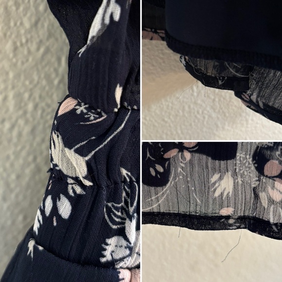 Francesca’s Tracy flutter sleeve navy floral romper - Picture 14 of 16